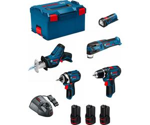 BOSCH Monster Kit Set K11 (GSR 12V-15 + GDR 12V-105 + GSA 12V-14 + GOP 12V-28 + GLI 12V-80 + 3x2.0 Ah + GAL1230CV + L-Boxx 238)