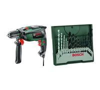 Bosch Perceuse à Percussion Filaire - Universalimpact 800 (800w, Béton 14mm, Bois 30mm) Vert & Bosch 2607019675 Set de 15 pièces mini-X-Line 5 forets à matériaux Diamètre 3/4/5/6/8 mm