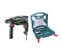 Bosch Perceuse à Percussion Filaire - Universalimpact 800 (800w, Béton 14mm, Bois 30mm) Vert & Bosch Professional 2607019327 Forets en Titane X-Line Set 50 Pièces, Noir/Or/Argent