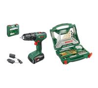Bosch Perceuse-visseuse à percussion sans fil EasyImpact 18V-38 (1 batterie 2,5 Ah; système 18 V; dans coffret de transport) + Bosch 70 pièces Ensemble de forets et de tournevis en titane X-Line