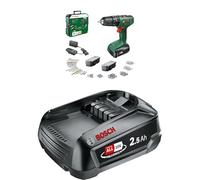 Bosch Perceuse-Visseuse À Percussion sans Fil - Easyimpact 18V-40 (Perçage avec Percussion dans La Maçonnerieh) + Bosch Batterie PBA 18V 2.5Ah W-B 1600A005B0 Noir