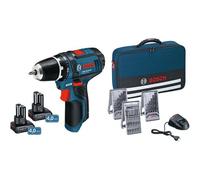 Bosch Perceuse Visseuse sans fil GSR 10,8-2-LI / GSR 12V-15, dans sacoche avec accessoires et 2x 4 Ah accus
