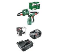 Bosch Pistolet à Peinture sans Fil EasySpray 18V-100 (débit : 0-100 ML/Min, Capacité du Godet : 800 ML) + Bosch Batterie et Chargeur Rapide 18V (1 Batterie Lithium-ION 4,0 Ah ; 1 Chargeur Rapide)
