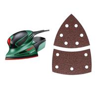 Bosch Ponceuse multi-usages PSM 100 A (100 watts, en coffret) + 10 feuilles abrasives (pour la peinture, le vernis, le bois dur/doux, les panneaux de particules, le métal, la rouille, grain 80)