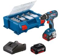 Bosch Powertools Bosch Professional Cordless Drill GSR 18V-28 Professional, 18 Volt blue/black, 2x Li-ion batteries 3.0Ah, 82-piece accessory set