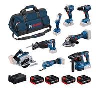 Bosch Kit batterie 8 outils 18V - 4x GBA 5.0Ah, chargeur GAL 12V/18V-80, sac (0615V0)