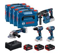 Bosch Kit PRO 18V combiné – 4 outils (GSR/GDX/GBH/GWS), 2×GBA 5.0Ah, EXBA 5.5Ah, GAL, 4×L-BOXX136