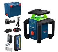 Bosch PRO 18V System Laser Rotatif GRL18V-4-34CVG (laser vert, réglage inclinaison ±15%, protection IP66, double alimentation, incl. récepteur LR45 et L-BOXX 374)