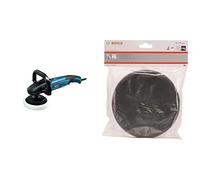 Bosch Professional 0601389000 GPO 14 CE Polisseuse, 1400 W, Bleu + Bosch Accessories 2608612025 Disque mousse extra souple noir ø 170 mm