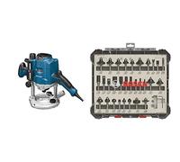 Bosch Professional 0601626000 Défonceuse GOF CE 1250 W 10000-24000 tours/min + Bosch Professional 30 pièces Kit de Fraises Mixtes (pour bois, Ø 8 mm Queue, Accessoires de Fraises d'Encastrement)