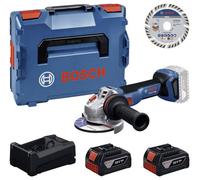 Bosch Professional - Kit d'outils Bosch : meuleuse d'angle sans fil GWS 18V-11 S + 2 batteries GBA 5 Ah + GAL + disque à tronçonner 125 mm dans une mallette L-BOXX