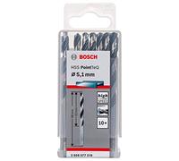 Bosch Professional 10x forets hélicoïdaux HSS PointTeQ (pour métal, 5,1 x 52 x 86 mm, accessoires pour perceuses-visseuses)