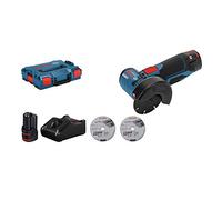 Bosch Professional 12V System meuleuse angulaire sans-fil GWS 12V-76 (2 batteries 3,0 Ah, chargeur rapide GAL 1230 CV, 1 disque Carbide Multi Wheel, 2 disques à tronçonner Expert for Inox, L-BOXX2)