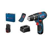 Bosch Professional 12V System perceuse-visseuse à percussion sans-fil GSB 12V-15 (avec 2 batteries 2,0 Ah, chargeur, set d’embouts 10 pièces, coffret de transport)