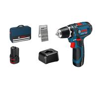 Bosch Professional 12V System perceuse-visseuse sans-fil GSR 12V-15 (avec 2 batteries 2,0 Ah, chargeur GAL 12V-20, set d’embouts 25 pièces, sacoche d’outils)