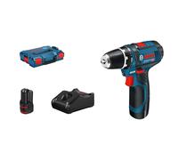 Bosch Professional 12V System perceuse-visseuse sans-fil GSR 12V-15 (avec chargeur rapide GAL 12V-40, 2 calages L-BOXX, 2 batteries GBA 12V 2.0Ah, L-BOXX)