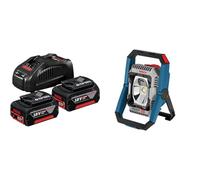 Bosch Professional 1600A00B8J Set de Base 2 Batteries GBA 18 V 5.0Ah + Gal 1880 CV, Bleu 1 & 0601446501 18V System Projecteur de Chantier à LED sans Fil GLI 18V-2200 C
