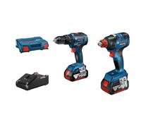 Bosch Professional 18V System combi-kit : Boulonneuse GDX 18V-200 + perceuse-visseuse à percussion GSB 18V-55 (avec 2 batteries GBA 18V 4.0Ah, chargeur rapide GAL 18V-40, L-Case)