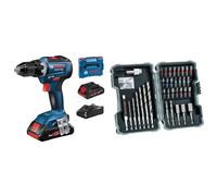 Bosch Professional 18V System Perceuse-visseuse sans fil GSR 18V-55 (2 batteries ProCORE18V 4.0Ah, chargeur rapide GAL 18V-40) + 35 pièces Coffret de Forets á HSS et d'embouts de vissage Extra Hard