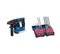 Bosch Professional 18V System perforateur sans-fil GBH 18V-18 (SDS plus) + Bosch Accessories 8x Coffret Forets SDS Plus-3 (pour Béton, Tough Box, Ã˜ 5â€“10 mm, Accessoires Rotary Hammer Drills)