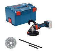 Bosch Professional 18V System ponceuse à béton sans-fil GBR 18V-15 S (avec L-BOXX 238, meule assiette diamantée rgots, brosse couronne de rechange en deux parties)