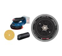 Bosch Professional 18V System ponceuse excentrique sans-fil GEX 18V-150-3 (Sans batterie ni chargeur) + Bosch 1x Plateau de ponçage multi-trous EXPERT pour ponceuses excentriques, Ø 150 mm, souple