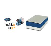 Bosch Professional 18V System Ponceuse Vibrante sans-fil GSS 18V-10 (Diamètre d’Amplitude : 1,6 mm, 3 Plaques de Formats Différents, sans Batterie/Chargeur, dans L-BOXX) + 1x Expert Cale Dual Density