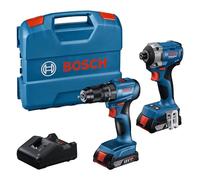 Bosch Professional 18V System Tournevis à percussion sans fil GDR 18V-215 + perceuse-visseuse GSB 185-LI (2 batteries GBA 18V 2.0Ah in hargeur GAL 18V-20, malette)