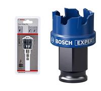 Bosch Professional 1x Adaptateur Power Change Plus (Interface hexagonal 3-8 “, Ø 8,7 mm) + 1x Scie trépan Expert Sheet Metal (Tôles en acier, Tôles en acier inoxydable, Ø 27 mm)