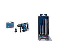 Bosch Professional BITURBO Akku Bohrhammer GBH 18V-34 CF (SDS plus Wechselfutter, inkl. Bluetooth Modul, Zusatzhandgriff, Tiefenanschlag, im Handwerkerkoffer) + 5x Expert SDS plus-7X Hammerbohrer Set (für Stahlbeton, Ø 5-10 mm)