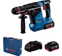 Bosch Professional GBH 187-LI - Marteau perforateur sans fil (18 V, 2 batteries de 5,0 Ah, chargeur, 2,4 J, diamètre de perçage béton : 24 mm, coffret plastique, One mandrin : divers accessoires)