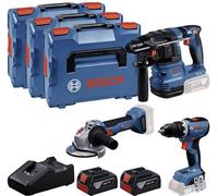 Bosch Professional GSR + GBH + GWS + 2x GBA 5.0 Ah + GAL 18V-40 0615A5009G Jeu doutils