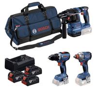Bosch Professional GSR + GDX + GBH + 3x5.0Ah + GAL 12V/18V-80 0615A50093 Jeu d'outils