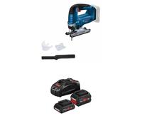 Bosch Professional GST 18V-125 B (avec poignée étrier, coupes biaises jusqu’à 45°, 1 lame, set d’aspiration) + Set de batteries (ProCORE18V 4.0 Ah + ProCORE18V 5.5 Ah + GAL 1880 CV)