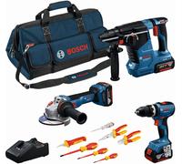 BOSCH PROFESSIONAL kit d’outils GSB + GWS + GBH + 3×5,0Ah + tournevis et pinces 0615A5007H