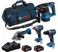 BOSCH PROFESSIONAL Kit d’outils GSR + GDX + GBH + GWS + 2× 5,0 Ah + GAL18V-40 0615A500BK
