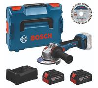 Bosch Professional - Kit d'outils Bosch : meuleuse d'angle sans fil GWS 18V-11 S + 2 batteries GBA 5 Ah + GAL + disque à tronçonner 125 mm dans une mallette L-BOXX