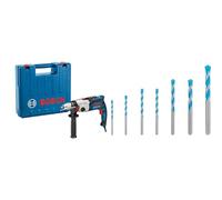 Bosch Professional Perceuse à Percussion Filaire GSB 21-2 RCT (Ø 24/16 mm, Coffret) + Coffret de 7x forets Expert CYL-9 MultiConstruction (pour Béton, Ø 4-12 mm, Accessoire)