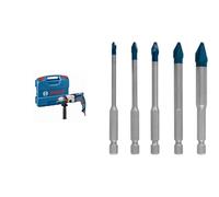 Bosch Professional perceuse à percussion GSB 24-2 (1 100 W, couple maxi : 40/14,5 Nm) + 5x Coffret de forets Expert HEX-9 HardCeramic (pour Tuiles, Carrelage, Ø 4-10 mm, Accessoire)