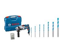 Bosch Professional Perceuse-visseuse à Percussion GSB 20-2 Set (avec Set d’Accessoires, dans une L-Case) + Coffret de 7x forets Expert CYL-9 MultiConstruction (Béton, Ø 4-12 mm, Accessoire)