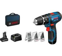 Bosch Professional Perceuse-Visseuse à Percussion sans Fil GSB 12V-15 - 1 x 2,0Ah, 1 x 4,0Ah + accessoires