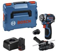Bosch Professional Perceuse-visseuse sans fil GSR 12V-32 FC Bosch, avec 2x batterie GBA 2 Ah, chargeur, batterie rechargeable, poignée supplémentaire, butée de profondeur, L-BOXX