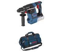 Bosch Professional perforateur sans-fil GBH 18V-26 (2,6 J, Ø perçage max : béton/acier/bois 26/13/30mm, poignée auxiliaire, butée profondeur 210mm, chiffon) + Bosch Professional sac à outils taille L