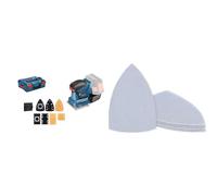 Bosch Professional Ponceuse Vibrante sans-fil GSS 18V-10 (sans Batterie/Chargeur, dans L-BOXX) + 10x Abrasifs réticulés Expert M480 (Bois dur, Peinture sur bois, 100x150 mm, Grain 80)