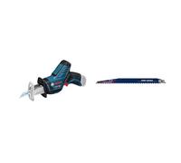 Bosch Professional Scie-sabre GSA 12 V-14 Batteries ZB (65mm, sans batterie, sans chargeur) + 1x Lame de scie sabre Expert `Tough Wood` S 1242 KHM (Bois traité sous pression, Bois de chantier, 300 mm)