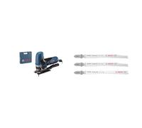 Bosch Professional Scie sauteuse GST 90 E, 650 W + Kit de 3x lames de scie sauteuse Expert 'Hardwood 2-Side Clean' (pour Comptoir de cuisine, Panneaux plastifiés, Longueur 117 mm, Accessoire)