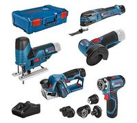 Bosch Professional Set de 5 outils - 12V: GSR (FC) + GOP + GHO + GWS + GST + GBA (2x 2.0 Ah + 1x 3.0 Ah) + GAL + XL-BOXX - 0615A0017D