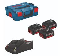 Bosch Professional System de 18V : 3 batteries GBA 18V 5.0Ah, chargeur rapide GAL 18V-40, coffret L-BOXX