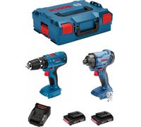 Bosch Professional Système 18V GSB 18V-21 + GDR 18V-160 - Marteau perforateur + tournevis de Visseuse à choc a Batterie (2 x 2.0 Ah, en L-BOXX )
