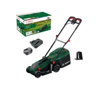 Bosch ROTAK18V-32 Tondeuse à Gazon sans Fil (Largeur de Coupe 32 cm, Hauteur de Coupe 25-65 mm, Sac en Tissu de 35 l, connecteur de paillage, Batterie et Chargeur)